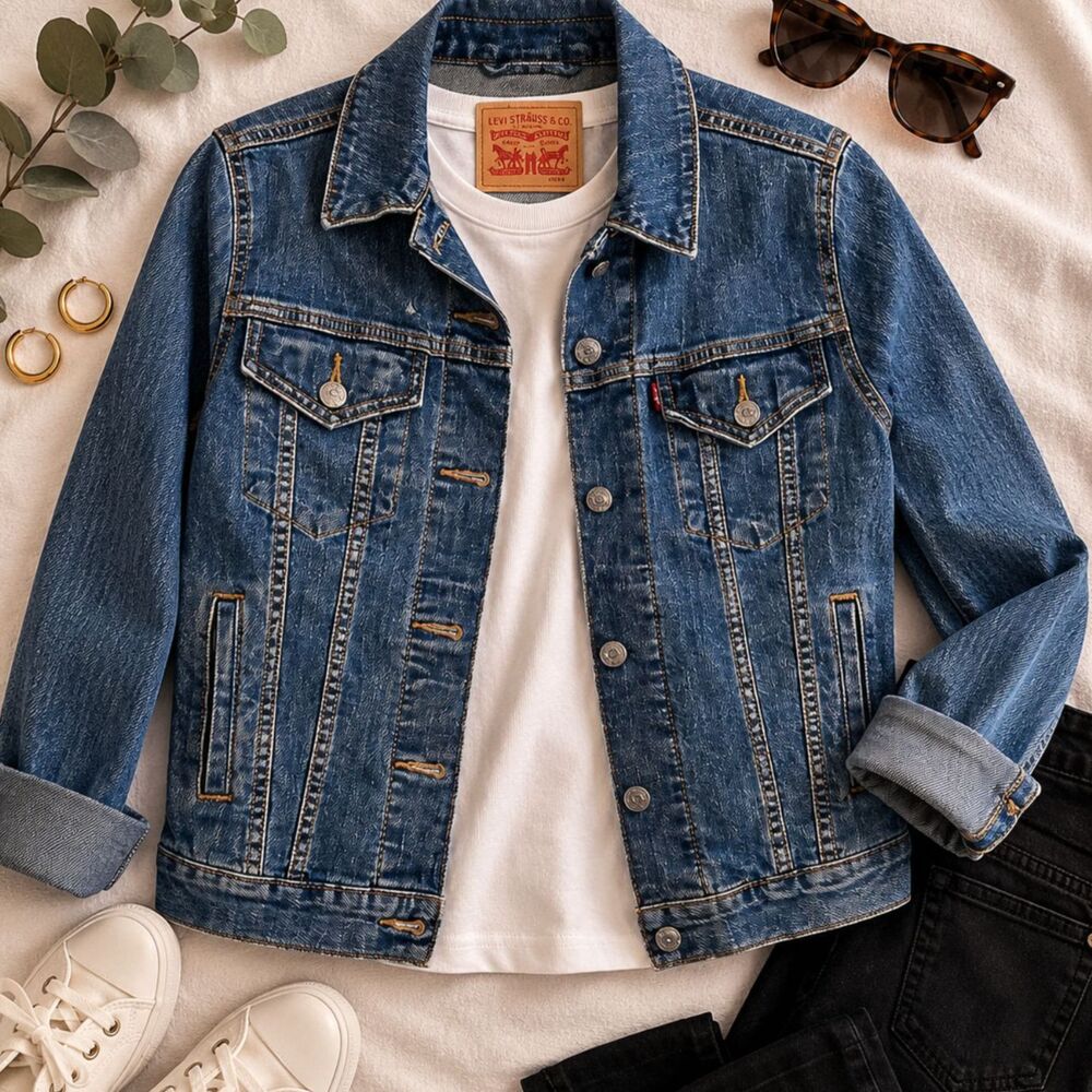 Vintage Levi’s Denim Jacket Women Medium Wash Trucker Classic Blue Jean 90s